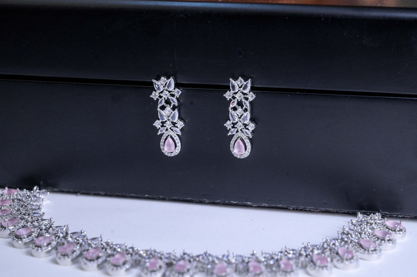 Soft Blush Cubic Zirconia Princess Necklace Set