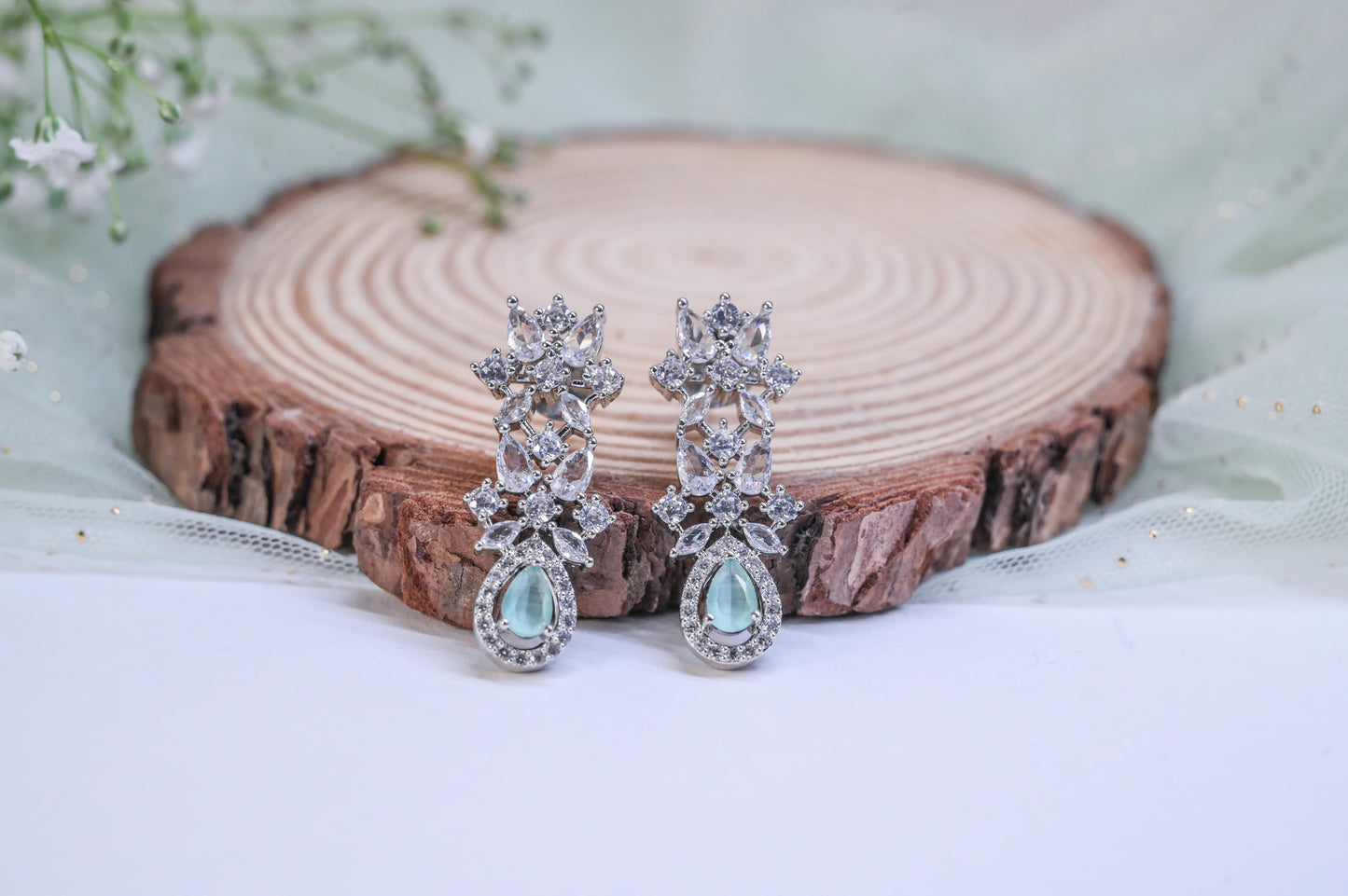 Serene Mint Cubic Zirconia Princess Necklace Set
