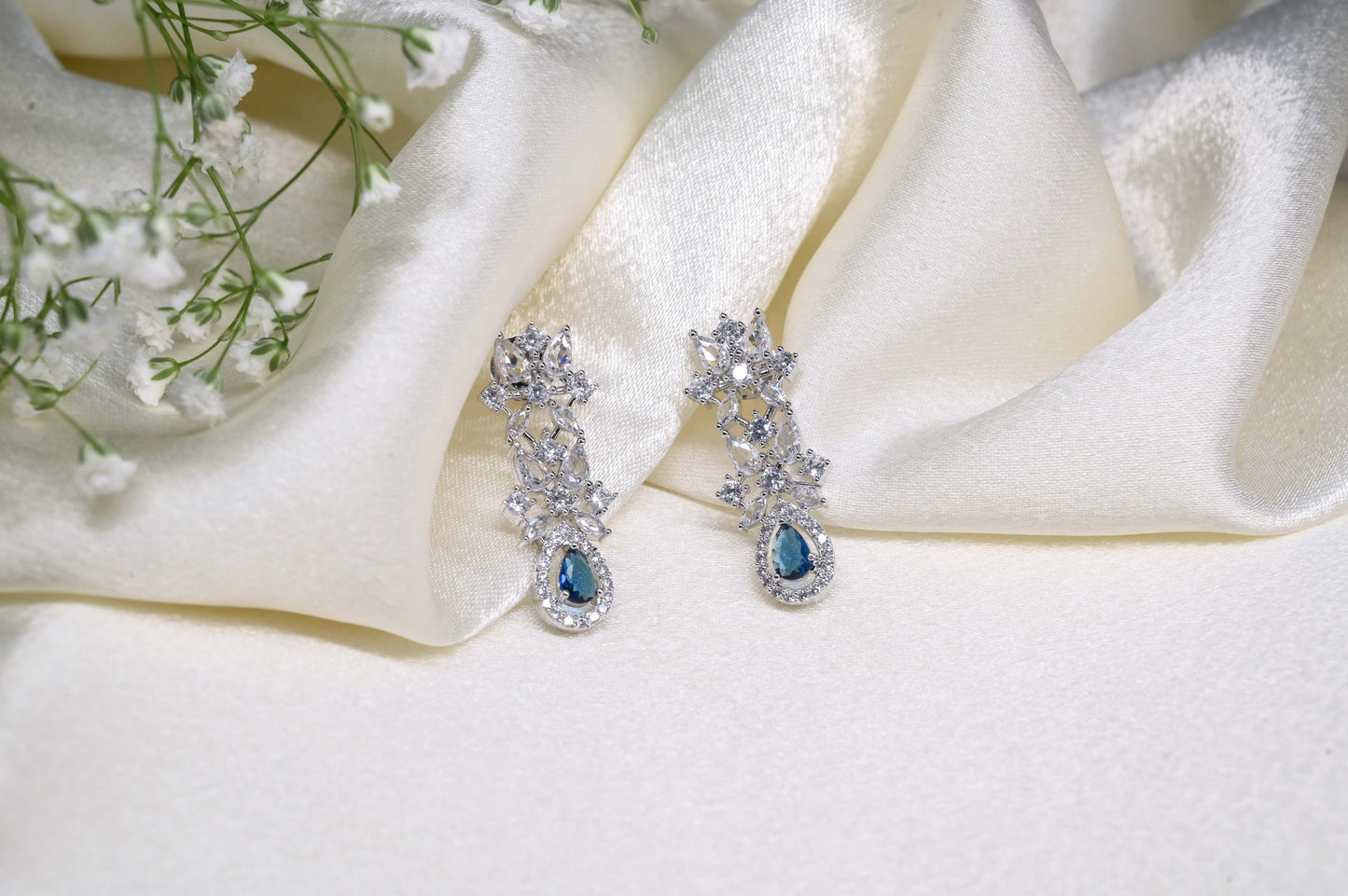 Majestic Blue Cubic Zirconia Princess Necklace Set