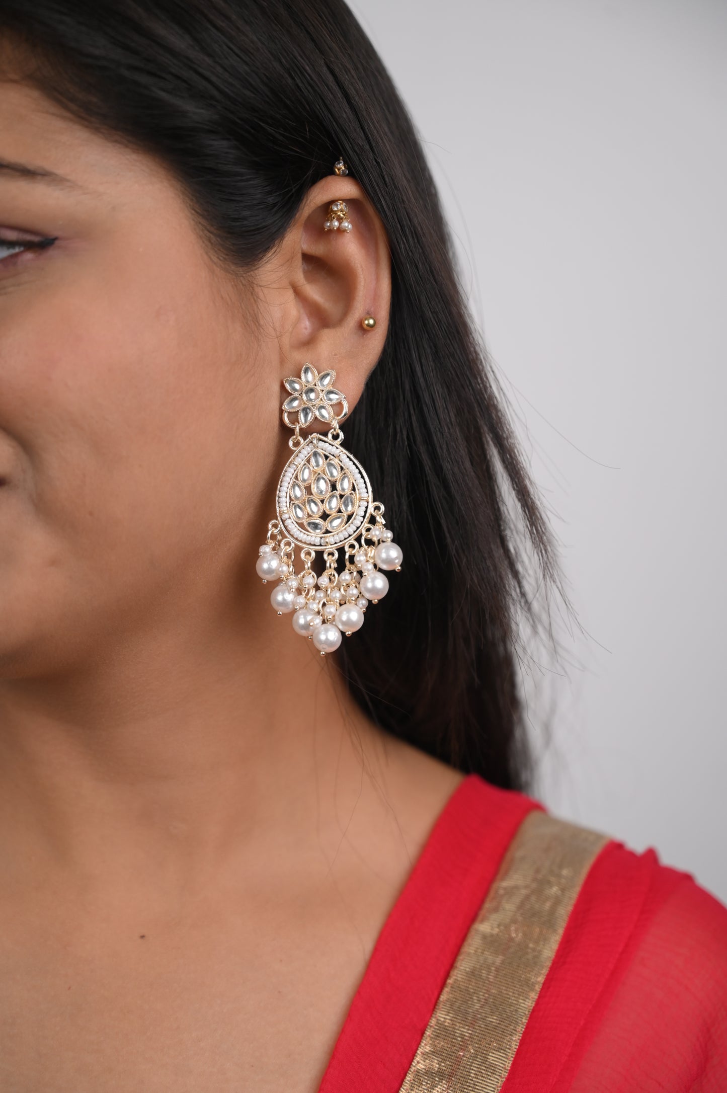 Classic White Indian Earrings