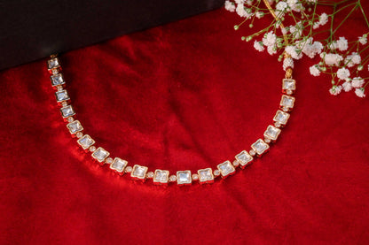 Regal Square Cut Real Kundan Necklace Set