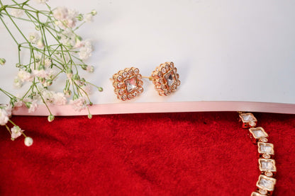 Regal Square Cut Real Kundan Necklace Set