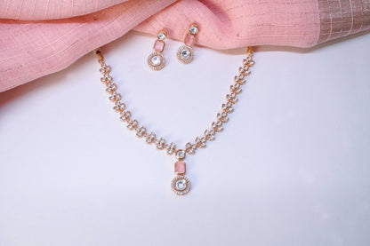 Radiating Pastel Pink Real Kundan Necklace Set
