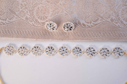 Elegant White Beads Indian Necklace Set