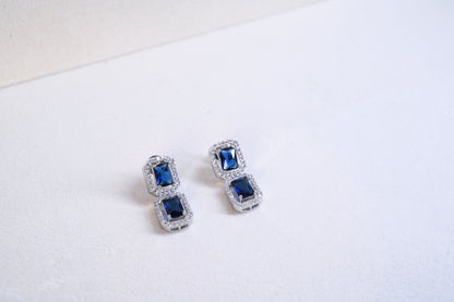 Handcrafted Sapphire Blue stone and Diamond Neckpiece Set