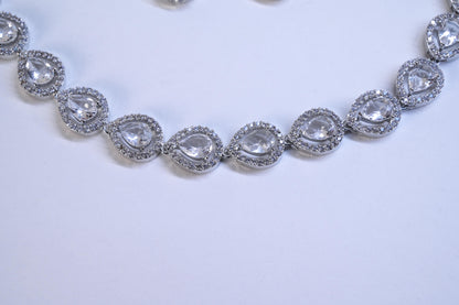 Radiant American Diamond Drop Necklace Set