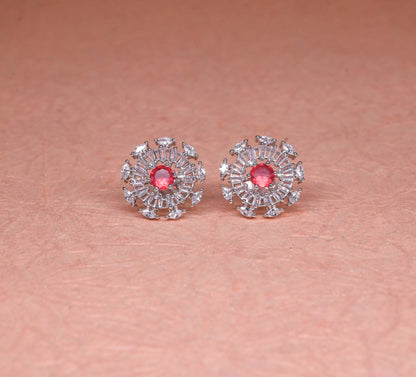 Rich Red American Diamond Studs Earrings