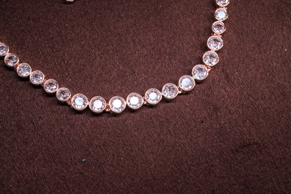 Classic Rose Gold Cubic Zirconia Tennis Necklace Set