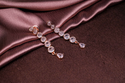 Classic Rose Gold Cubic Zirconia Tennis Necklace Set