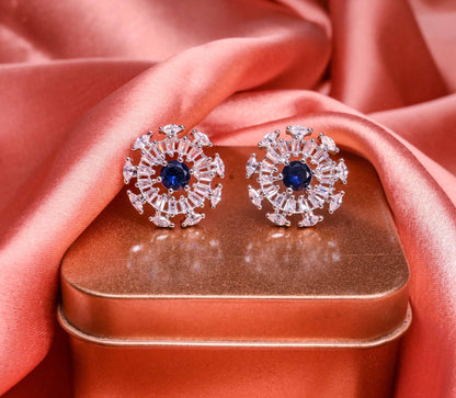 Royal Blue American Diamond Studs Earrings