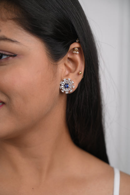 Royal Blue American Diamond Studs Earrings