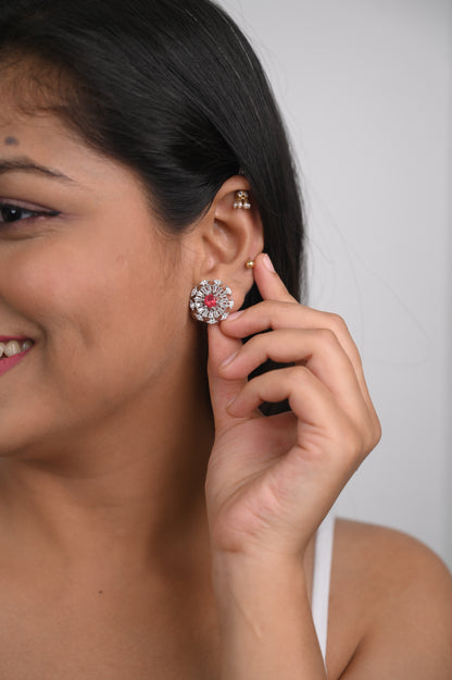 Rich Red American Diamond Studs Earrings