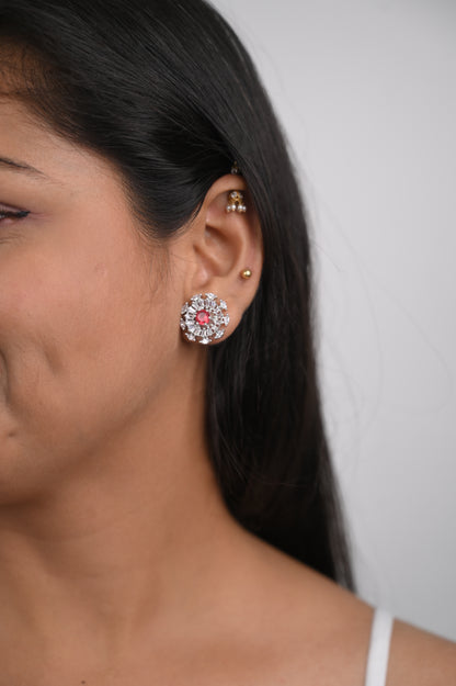 Rich Red American Diamond Studs Earrings